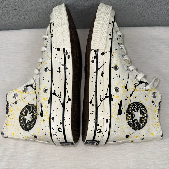 Converse Shoes Womens 7 Mens 5 Off-White Paint Splatter Chuck 70 Hi Sneakers NEW - Picture 5 of 9